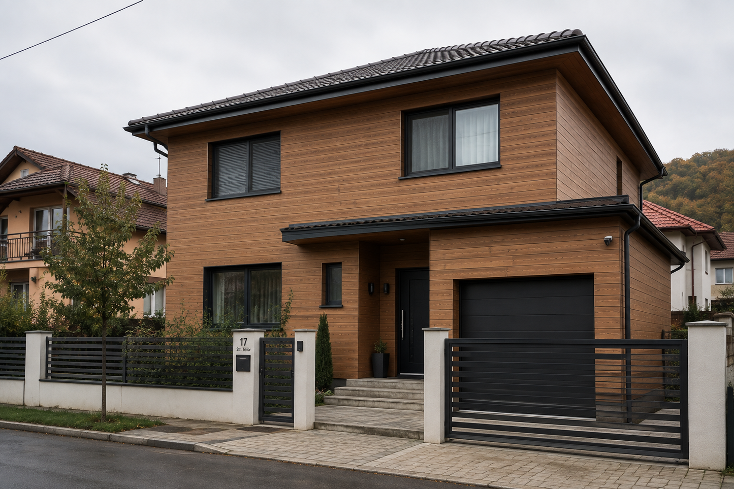 Panou Sandwich Lambriu Exterior cu Aspect Lemn 16x390x2950mm