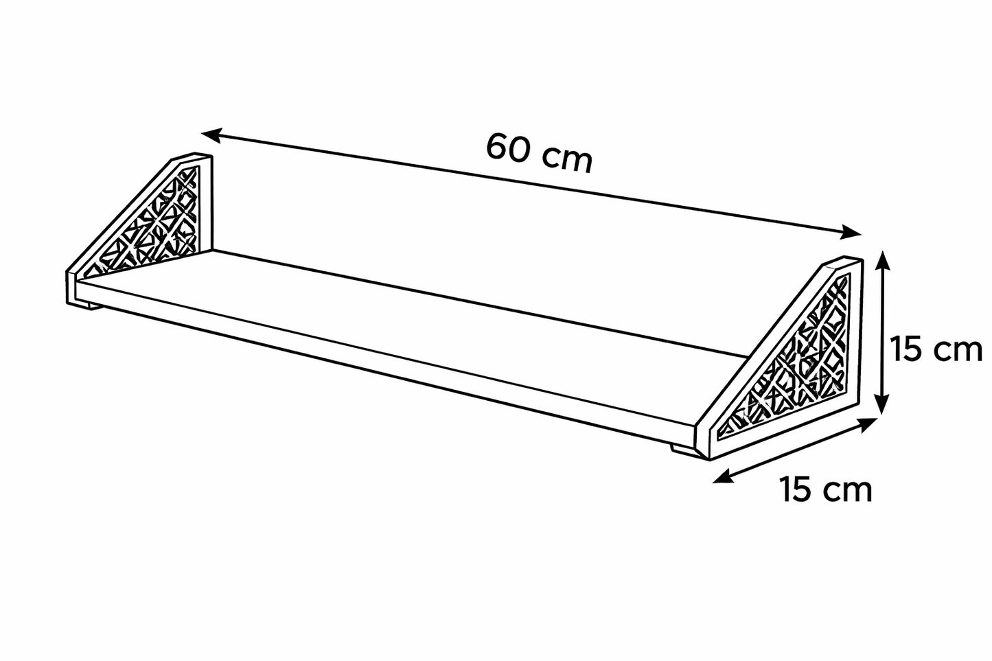 Raft de perete, lemn cu metal traforat