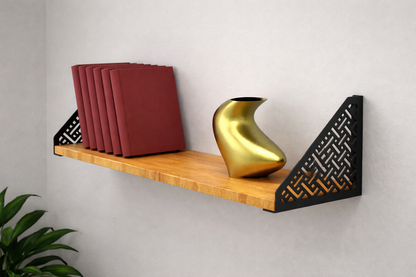 Raft de perete, lemn cu metal traforat