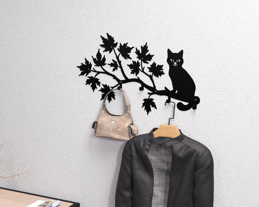 Cuier de perete, Metalic, model Pisica, 60x30cm