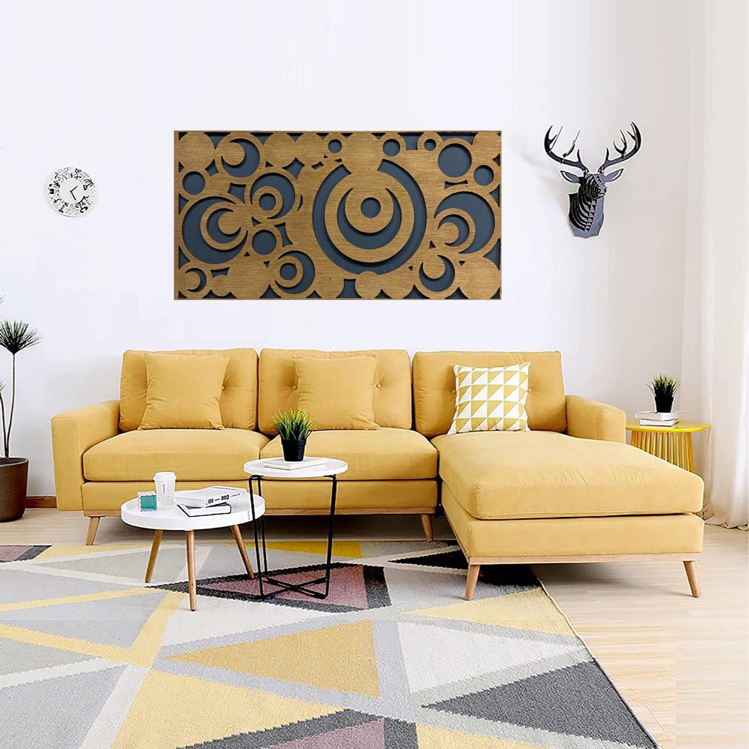 Tablou/Panou decorative din lemn 120x60 cm- Moons
